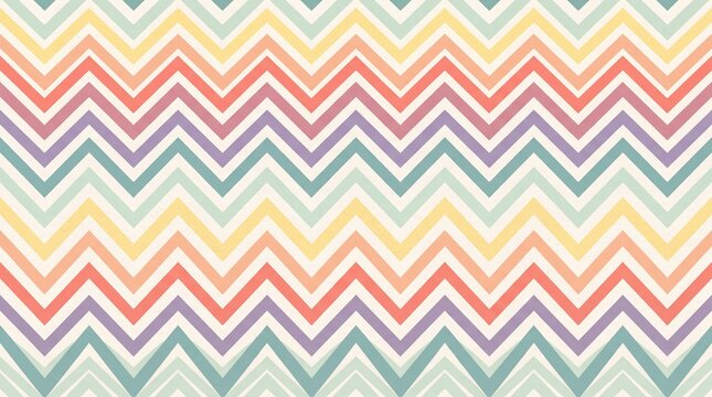 Seamless zigzag background displays alternating pastel hued stripes with a soft watercolor paint effect.