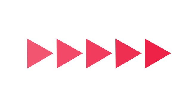 Red arrows progress across a white background in sequence