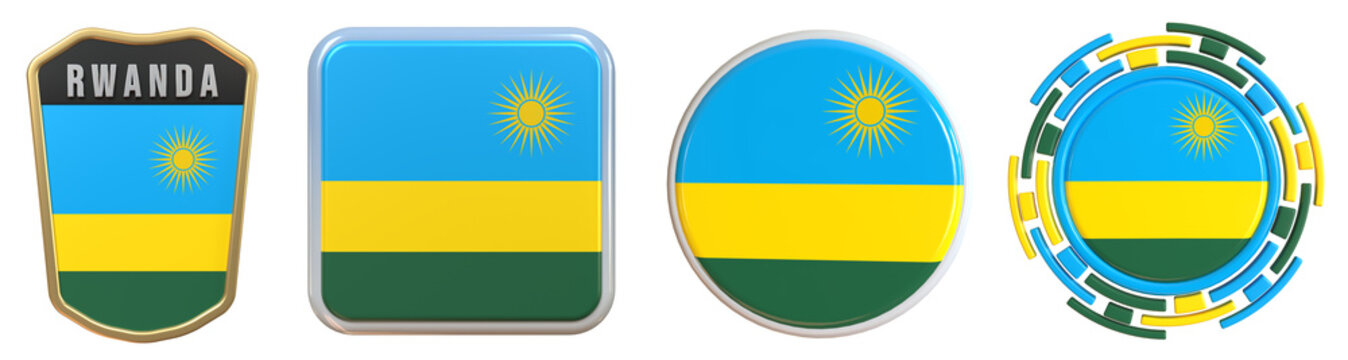 Rwanda Flag Emblem 3d Design Set Pack nice for independence day decoration