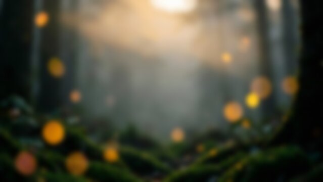 Dark Forest Fog Holiday Blur Lit By Golden
