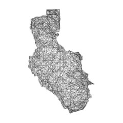Fototapeta premium Sketch black and white Lake County (California) outline map design