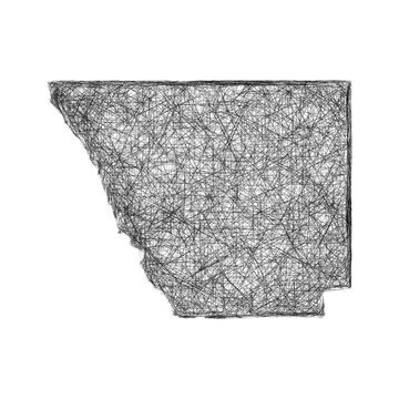 Sketch black and white Larimer County (Colorado) outline map design