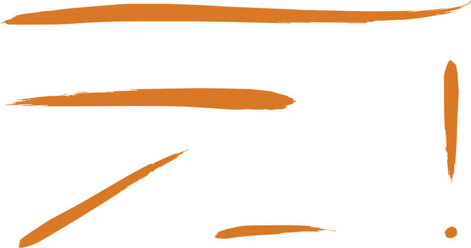 A collection of hand drawn orange brush strokes, lines, and an exclamation mark for highlighting and emphasizing text in documents
