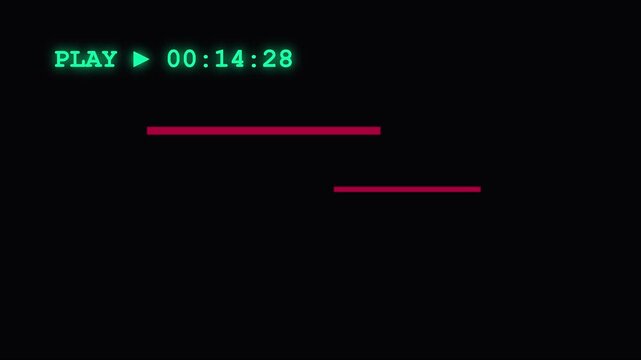 Digital play button overlay with glitch effect and minimalist red lines for modern ui and motion projects animation 4k