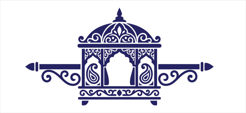 Traditional indian palki palanquin icon for wedding ceremonies and cultural heritage events illustration design
