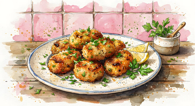 Crispy Golden Crab Cakes with Lemon and Parsley