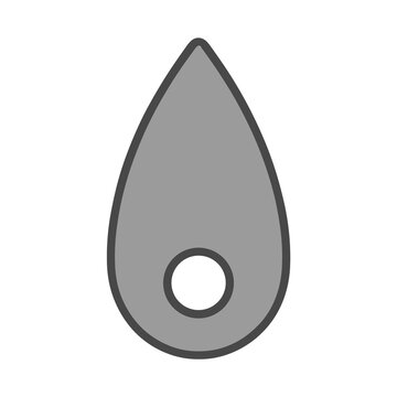 Gray teardrop shape with a circle inside