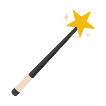 Magic wand with a yellow star and sparkles