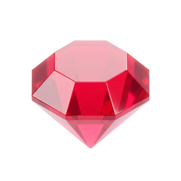 Brilliant cut red ruby crystal gemstone icon 3d render illustration for luxury jewel reward treasure wealth mobile video game ui asset