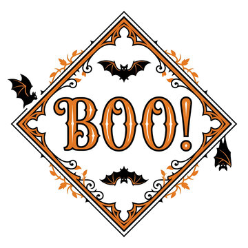 Ornamental Diamond Halloween Typography Frame