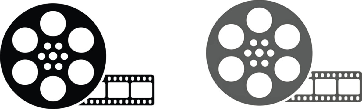 Vintage film reel and strip for movie production. Classic cinematic equipment for filmmakers and editors.