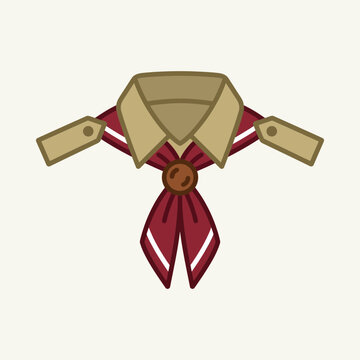Illustration of a scout uniform with a neckerchief and epaulets.
