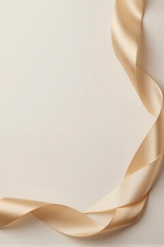 Minimal luxury background with champagne gold satin ribbons along the bottom and right edge