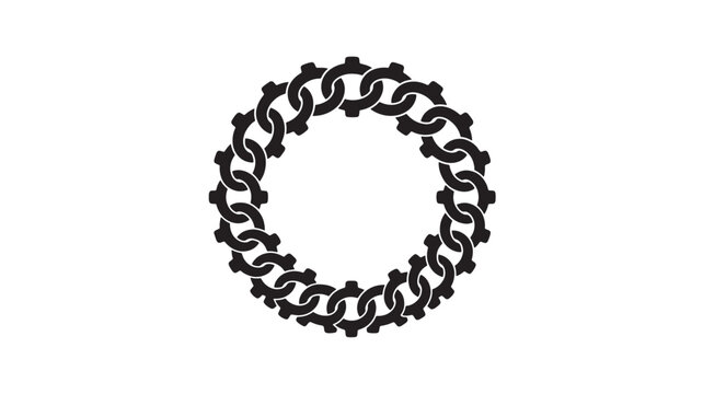 Gear chain circle icon vector graphic design isolated on white background