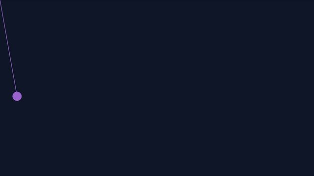 Minimalist pendulum motion animation 4k background, with swinging colorful, spheres and dynamic, lines on dark blue