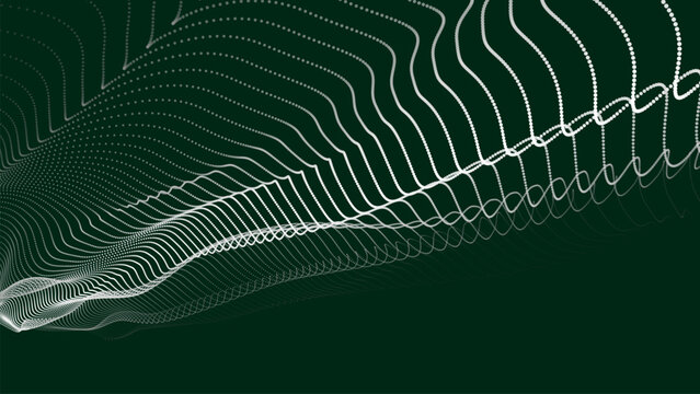 Multicolored spiral. Curved path of dots and lines. Vector.