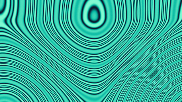 Abstract hypnotic circular mint teal ripple pattern background.