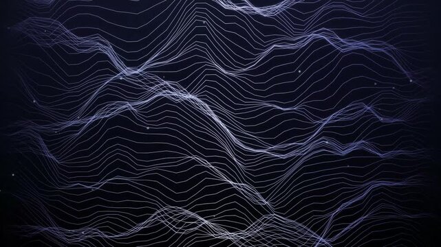 Abstract Blue Background with Flowing Lines and Curves, Dark Blue Digital Wave Pattern, Seamless Fractal Texture for Modern Wallpaper and Decorative Design