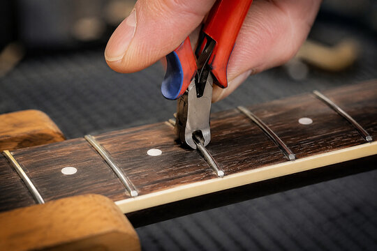 Guitar Fretboard Repair Close Up Copy Space for Text