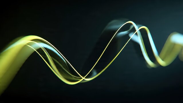 Dynamic abstract light waves against dark background: modern technology concept