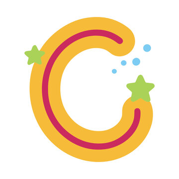Letter C with stars and bubbles