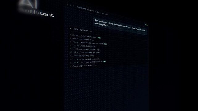 AI Chatbot Interface for Corporate Financial Planning. Animated UI video of an AI chatbot interface presenting financial planning data and business analytics. 
