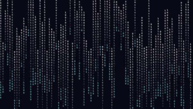 Digital glitch effect with green numbers and lines on black background