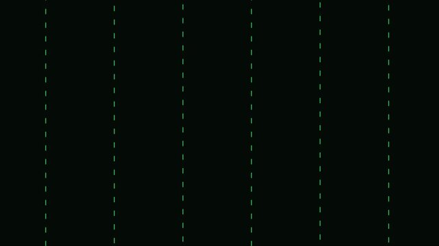 Minimalist green dashed line pattern moving on animation 4k black background, for modern motion