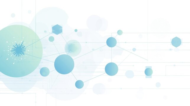 Minimal ai workflow vector illustration with blue gradient spheres and lines on white background for tech and innovation concepts