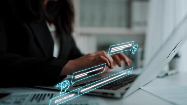AI chatbot interface facilitates communication, chatbot, and AI interaction for automated user support and information exchange Marrow