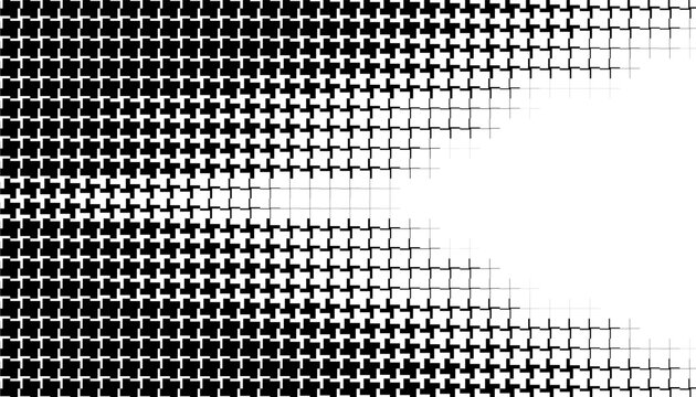 Smooth transition of geometric pattern with halftone effect for modern design element. Black isolated on white background, easy to edit without loosing quality. Vector format illustration. EPS10