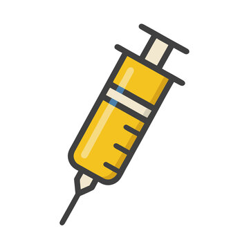 Yellow syringe with needle icon