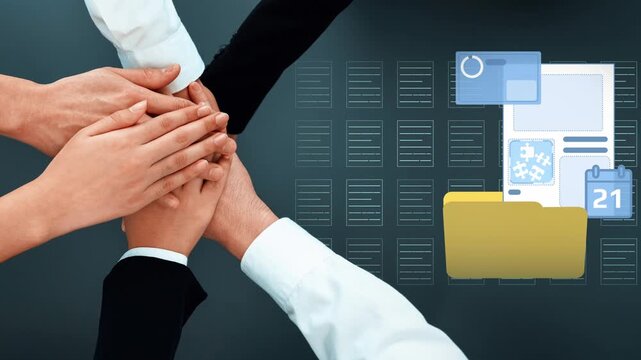 Collaborative Teamwork Emphasizing Unity and Support in a Professional Setting with Visual Elements of Documents and Organization. Entropy.
