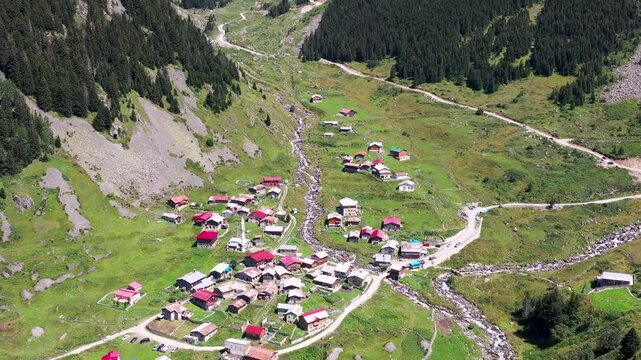 Aerial footage of Kackar mountain ranges and plateaus in Rize province.