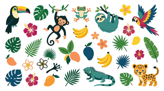 Jungle Animals and Tropical Plants Collection