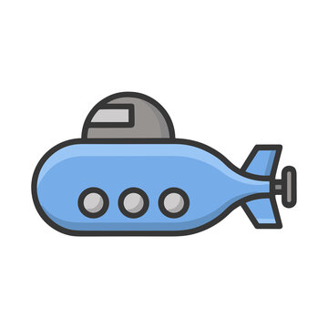 Blue cartoon submarine icon