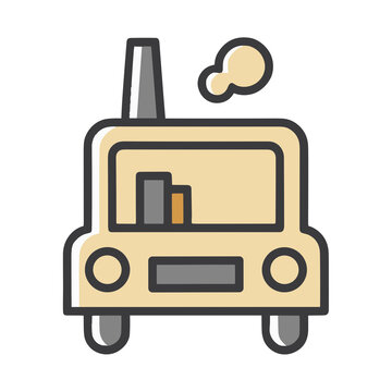 Car with chimney and smoke icon