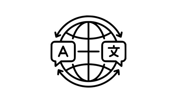 Global Language Translation Globe Line Icon Outline Vector Multilingual Communication