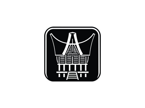 Traditional Minangkabau Rumah Gadang Icon Design