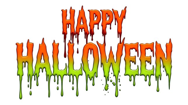 Colorful Happy Halloween Dripping Paint Typography with Ghostly Seasonal Greeting