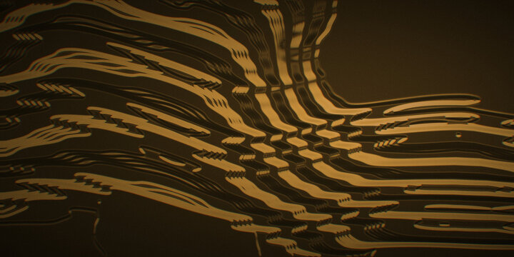 Orange marbled ink swirls recall an aurora, with layered light strata, warped stripes, and dark cinematic grain.