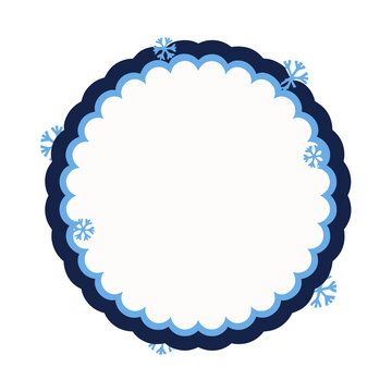 Scalloped circle frame with snowflakes
