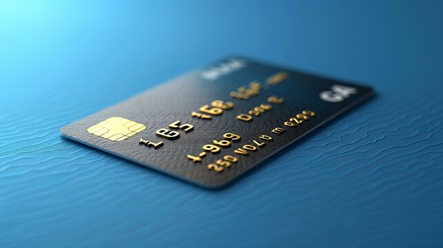 Modern banking  black credit card over blue card in 3d for digital transactions and e wallets