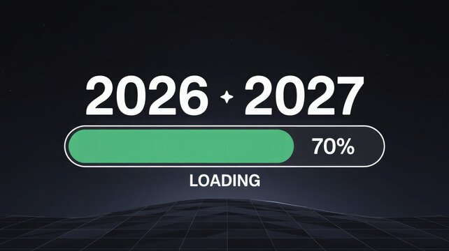 Loading bar progress for years 2026 and 2027 at 70 percent