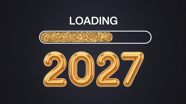 Loading bar with 2027 golden numbers