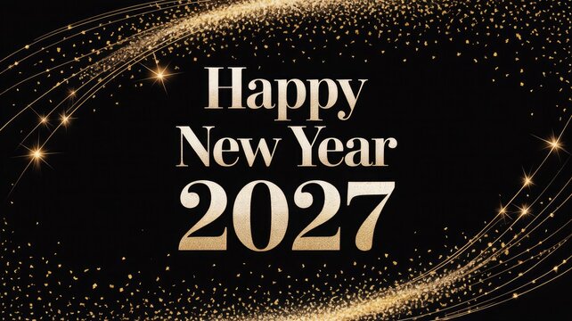 Happy new year 2027 celebration with starry space background