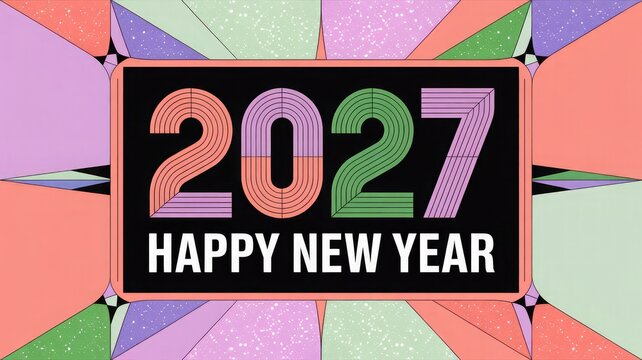Happy new year 2027 colorful geometric background