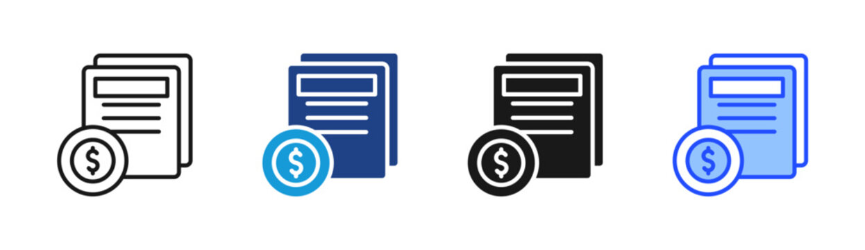 Finance Document icon set multiple style collection