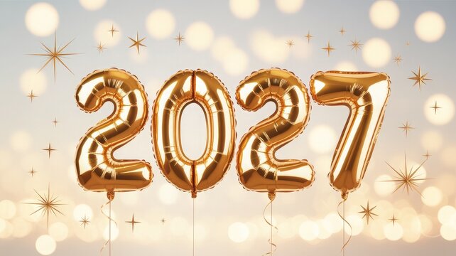 Glossy gold foil 2027 number balloons celebration