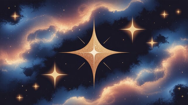 Space nebula with glowing star cluster and cosmic dust